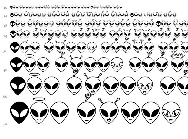 Aliencons TFB font waterfall